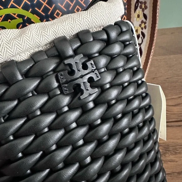 NWT! NEW! Tory Burch Emerson Basketweave Woven Mini Bucket Bag -Women leather - Picture 9 of 12